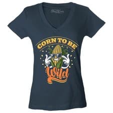 Image of Corn to be Wild Women's V-Neck Shirt Funny Corn Sunglasses Dad Joke Tee