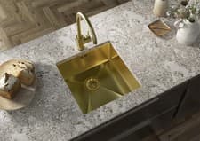 Image of Liquida EL440BR 1.0 Bowl Brushed Brass Undermount Kitchen Sink 440 x 440mm