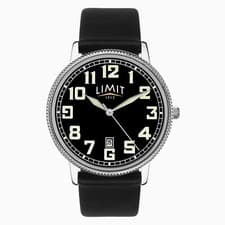 Image of Limit Pilot Men's Black Leather Strap & Dial Quartz Watch 5747