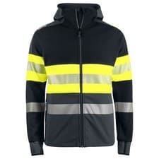 Image of Projob Mens Hooded Hi-Vis Work JacketL Yellow/Black  UB1056