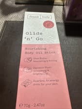 Image of Frank Body Glide N Go Body Oil Stick Shea Butter Plum Box Slightly Squashed