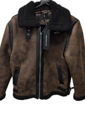 Image of LADIES Good For Nothing Brown Faux Leather Jacket Size S New with Tags  - Z#3203