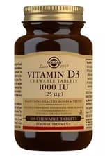 Image of Solgar Vitamin D3 1000 IU (25 µg) Chewable Tablets (100)BBE 06/2028