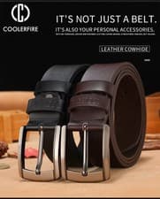 Image of Men's Premium Leather Belt Set of 2 Black & Coffee waist size 36" -38" HQ036