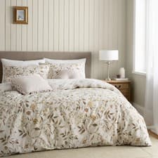 Image of Catherine Lansfield Isadora Floral Watercolour Duvet Cover Bedding Set Natural