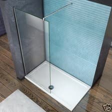 Image of Aica Wet Room Shower Enclosure Screen Panel 8mm NANO Glass 1200mm Support Bar
