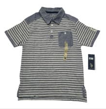 Image of Boys U. S Polo Assn Light Grey Heather stripe polo T-shirt (Size 8)