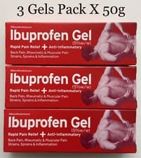 Image of 3 x Iboprofen Gel 50g-Fast Pain&Swelling Relief-Back-Muscular-Rheumatic Injuries