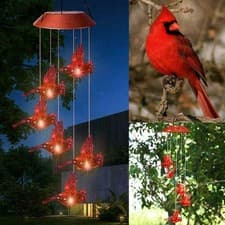 Image of Solar Powered Bird Wind Chime Light Waterproof Home Garden Patio Decor