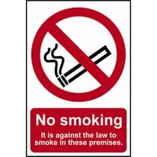 Image of Scan No Smoking It Is Against The Law To Smoke On These Premises Sign 200mm 300m