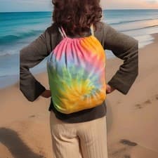 Image of Multicolor Backpack School Travel Bookbag Pastel tie-dye Hand Done 100% Cotton