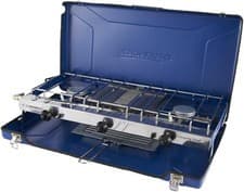 Image of Campingaz Chef Folding Double Burner Stove and Grill, compact gas cooker for ca