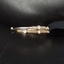Image of New Set of 2 Guess Pave Gold Bangle Bracelets Open ended