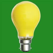 Image of 2x 25W Yellow Incandescent Coloured Dimmable GLS Light Bulb Lamp Bayonet BC B22 