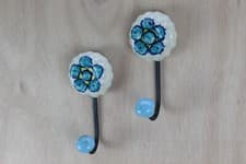Image of Ceramic Wall Hooks with Iron Brackets - Versatile Coat, Towel, and Robe Hangers