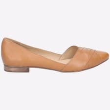 Image of Hush Puppies Marley Ballerina Womens Ladies MEMORY FOAM Leather Shoes Tan