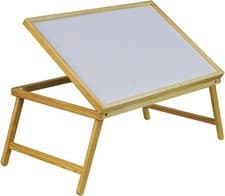 Image of Folding Wooden Bed Tray Adjustable Natural Wood Compact Easy Clean Lap Tray