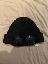 Image of C.P. Company Goggle Beanie Black One Size BNWT Wool Streetwear Designer Hat