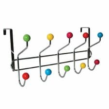 Image of New Retro Over The Door 10 Hook Chrome Clothes Premier Hanger Multi Colour Balls