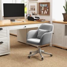 Image of Velvet-Feel Tub Office Chair w/ Massage Pillow Wheels Adjustable Height