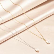 Image of Natural Freshwater Pearl Necklace, 18K Gold Plated Necklace, Bridal Necklace