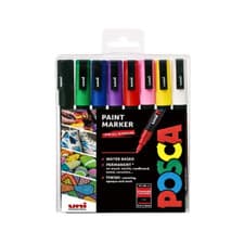 Image of Set of 8 Paint Markers Standard Colours POSCA PC-3M All Surfaces Matt 0.9-1.3mm