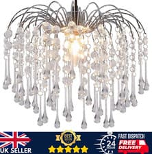 Image of Acrylic Ceiling Light Foyer Chrome Pendant Light Shade Crystal Chandelier: Clear