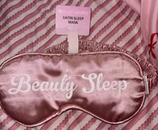 Image of Brushworks Pink Satin Elasticated Soft Sleep Mask Eye Mask Brand new