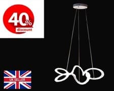 Image of Aglow INT® Modern 43cm LED Ceiling Pendant,K9 crystal faceted, Matte white frame