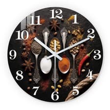 Image of Marble Wooden Wall Clock Silent Quartz Modern Kitchen Living Room Decor