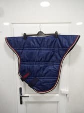 Image of Whitaker saddle pad 5' navy blue with red and white piping.