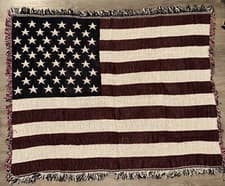 Image of American USA Flag Soft Throw Blanket Patriotic 100% Cotton Made In USA NEW
