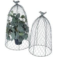 Image of Chicken Wire Cloche Garden Seedling Plant Cover Metal Dome Protector Bird Pest
