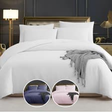 Image of 100% Waffle Duvet Cover Quilt Cotton Bed Set Single Double King Size Duvet Set