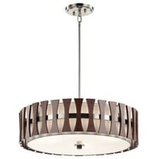 Image of 4 Bulb Ceiling Pendant Light Fitting Auburn Stained Wood LED E27 100W Bulb