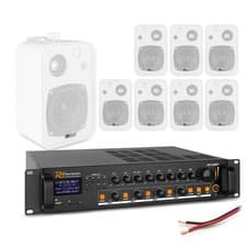 Image of PDP 4-Zone Wall Speaker System with 8 x 4" Bluetooth Speakers & Amplifier
