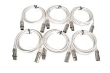 Image of White DMX Lighting Cables 2M Length 3pin XLR Connection Supplied in Pack of 6