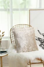 Image of Crushed Velvet Cushion Plush Plain Filled Cushion Piped Edges 18",24",30"