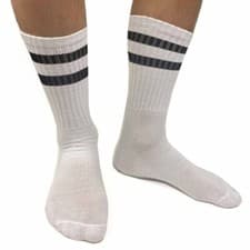 Image of 3,6 Pack Men's White and Grey Athletic Sports Socks Crew Stripe Tube Cushioned