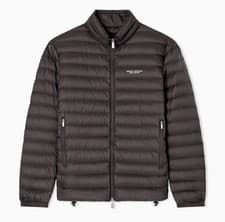 Image of Armani Exchange Quilted Down Milano New York Logo Zip up Jacket Dark Gull Grey