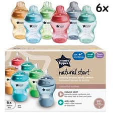 Image of Tommee Tippee Natural Start Self Sterilising Anti Colic Baby Bottles - 6x 260ml