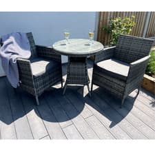 Image of Amazon Rattan Bistro Set with outdoor cushion - Grey