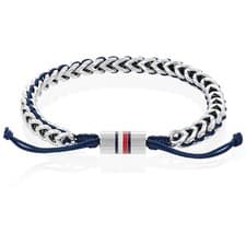 Image of TOMMY HILFIGER Mens Bracelet BRAIDED 2790511 Stainless Steel Canvas Blue