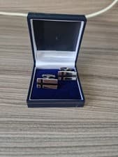 Image of Fred Bennett Stainless Steel And Black Cufflinks