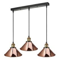 Image of Vintage Industrial Ceiling Pendant Light E27 Fitting 3 Way Hanging Retro Lamp UK