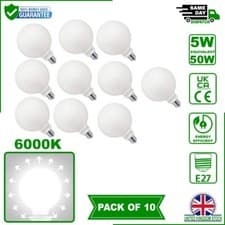 Image of 5W LED E27 Globe Bulb G80 Cool White Frosted Glass Energy Saving Edison Light