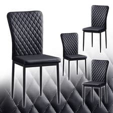 Image of Set of 4/6 Dining Chairs Padded Seat High back Metal Legs Home Furniture Kitchen