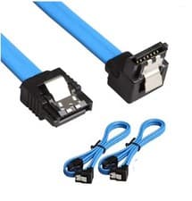 Image of 2x Blue 40cm SATA III 6Gbps Data Cable 90 Degree Right Angle Locking Latch SSD