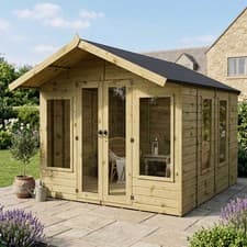 Image of 10 x 8 Wooden Summerhouse Shiplap Tongue and Groove Pent Roof 10ft x 8ft Waltons