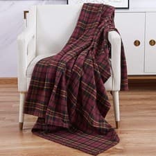Image of Soft and Warm Single 120x150cm Tartan Check Printed Fleece Throw for Sofa Bed